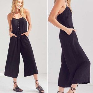 Silence + Noise Gauzy Button Front Halter Jumpsuit